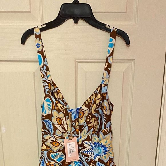 Alexis Blue and Brown Floral Midi Dress - Picture 7 of 11